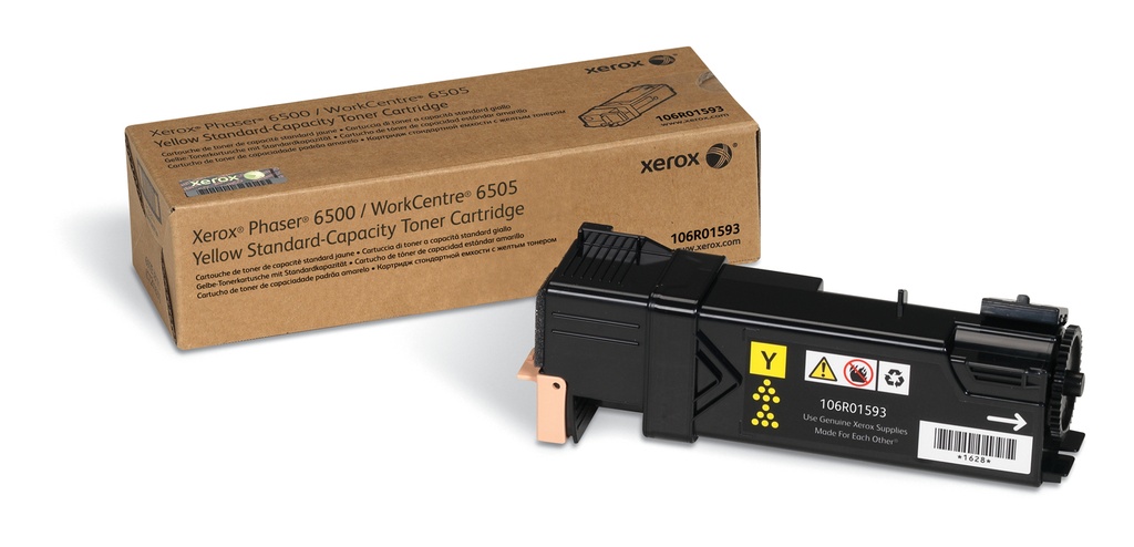 Xerox Genuine Phaser™ 6500, WorkCentre™ 6505 Yellow Standard capacity Toner Cartridge (1000 Pages) - 106R01593