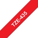 Brother TZE-435 label-making tape White on red