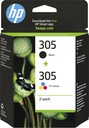 HP 305 2-Pack Tri-color/Black Original Ink Cartridge
