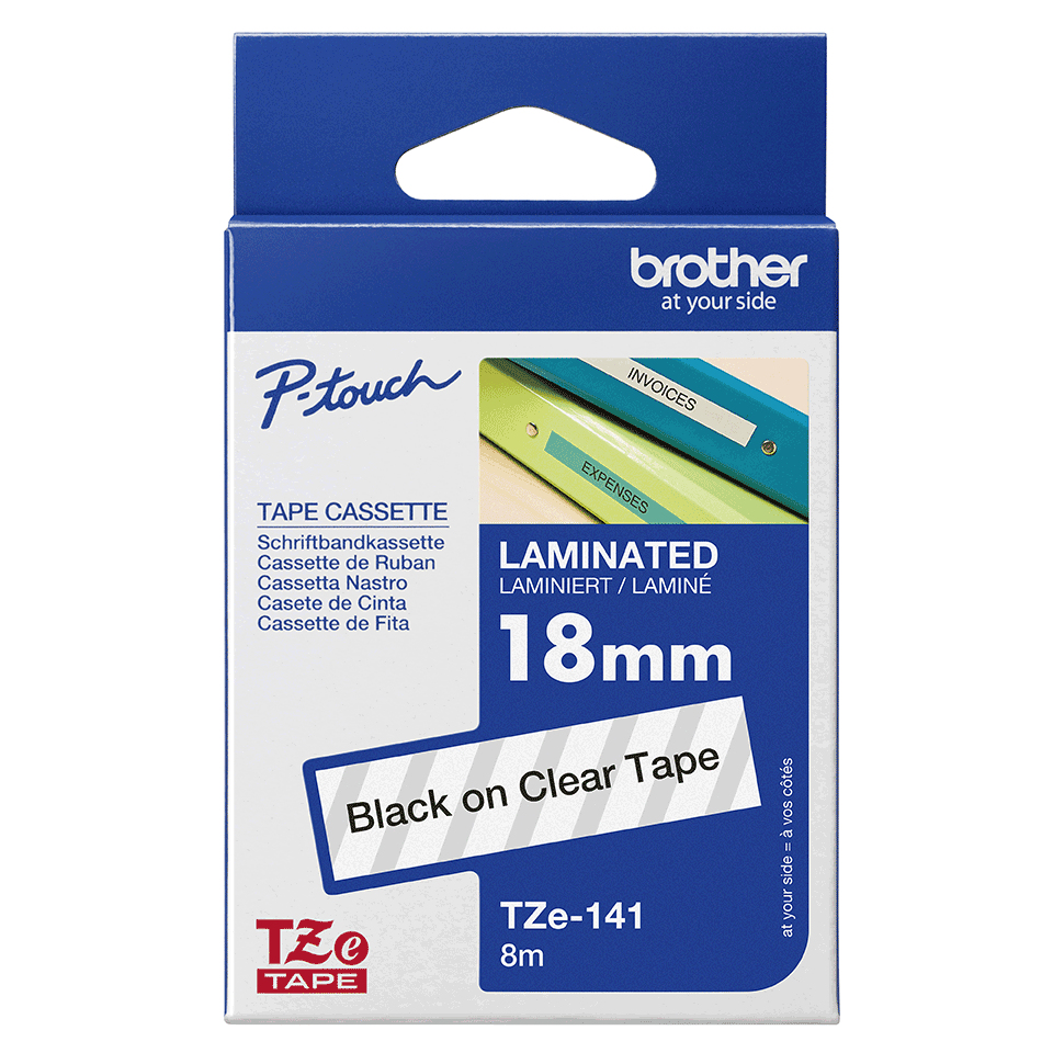 Brother TZE-141 label-making tape Black on transparent