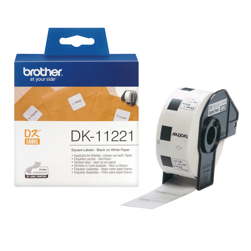 Brother DK11221 P-Touch Étiquettes 23mm x 23mm, Capacité 1000 pour Brother P-Touch QL/QL 12-102mm/700