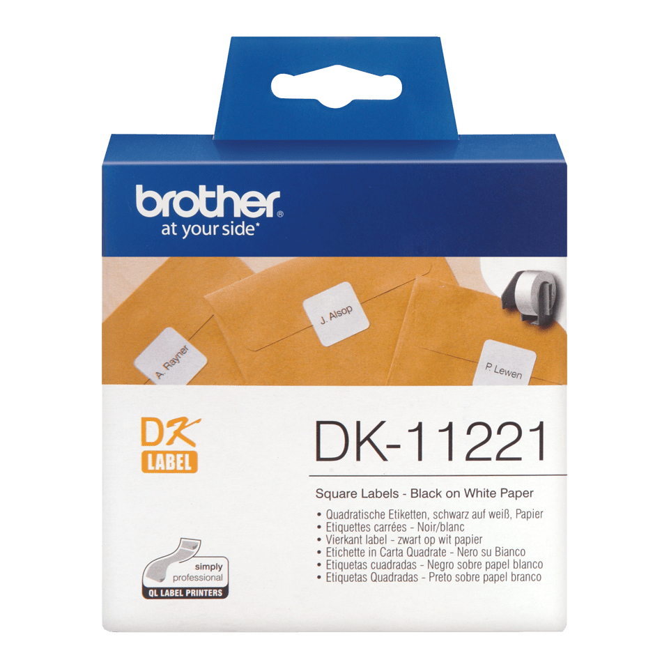Brother DK11221 P-Touch Étiquettes 23mm x 23mm, Capacité 1000 pour Brother P-Touch QL/QL 12-102mm/700