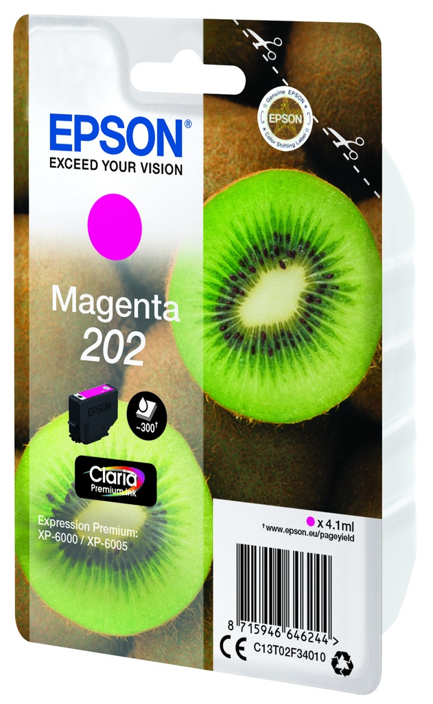 Epson C13T02F34020|202 Cartouche d'encre magenta, 300 Feuilles 4.1ml pour Epson XP-6000
