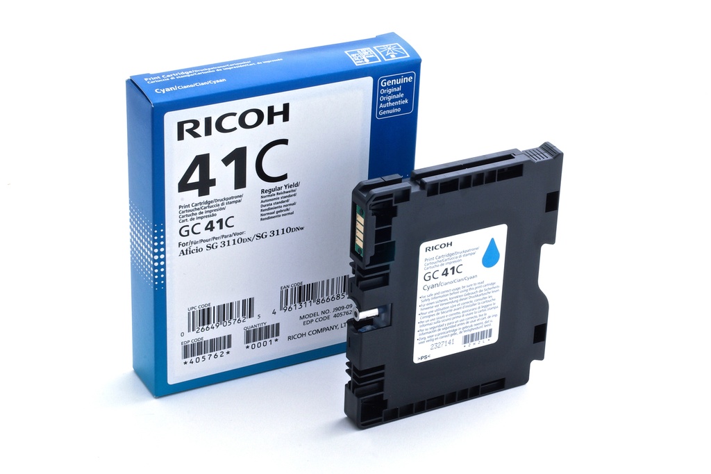 Ricoh 405762/GC-41C Cartouche de gel cyan, 2.200 Pages ISO/IEC 24711 pour Ricoh Aficio SG 3100