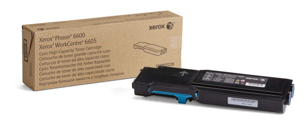 Xerox 106R02229 Kit toner cyan haute capacité, 6.000 Pages ISO/IEC 19798 pour Xerox Phaser 6600