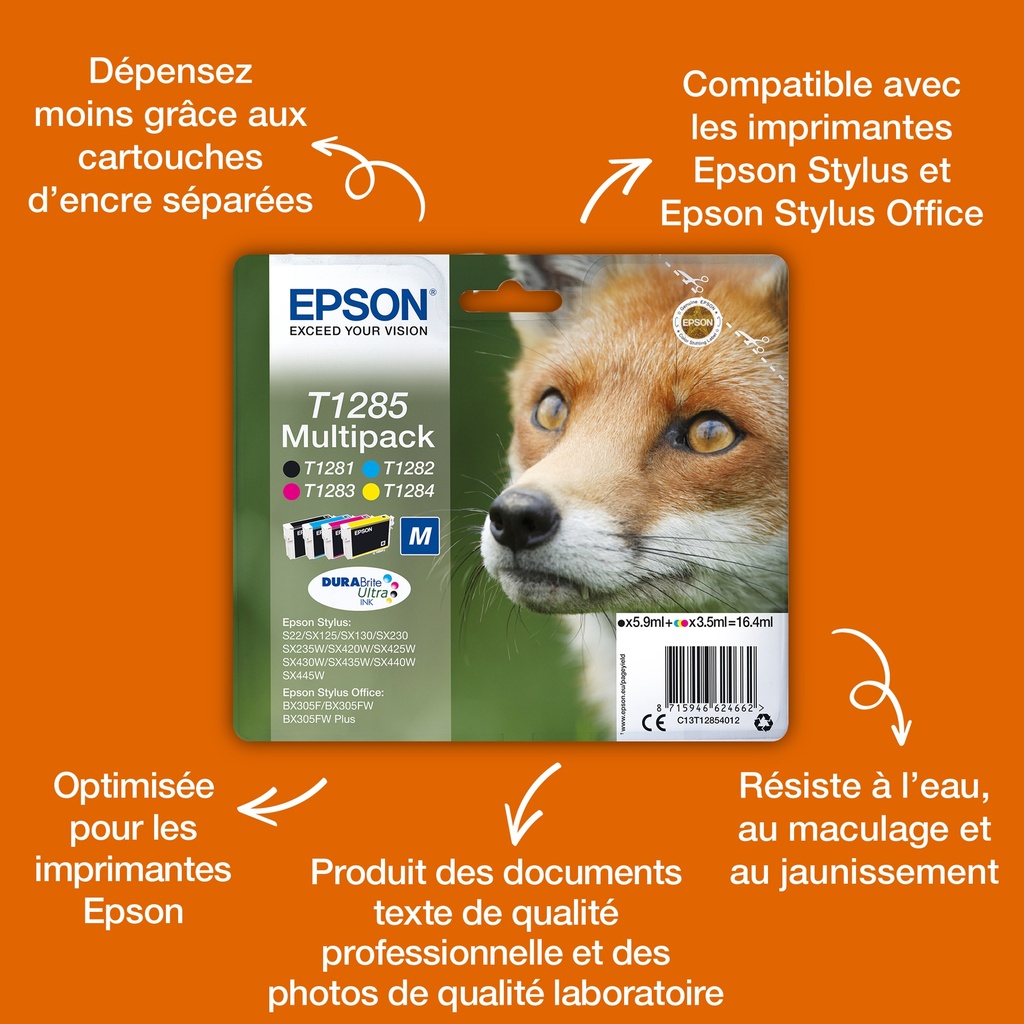 Epson C13T12834012/T1283 Cartouche d'encre magenta, 140 Feuilles 3,5ml pour Epson Stylus S 22/SX 235 W/SX 420/SX 430 W