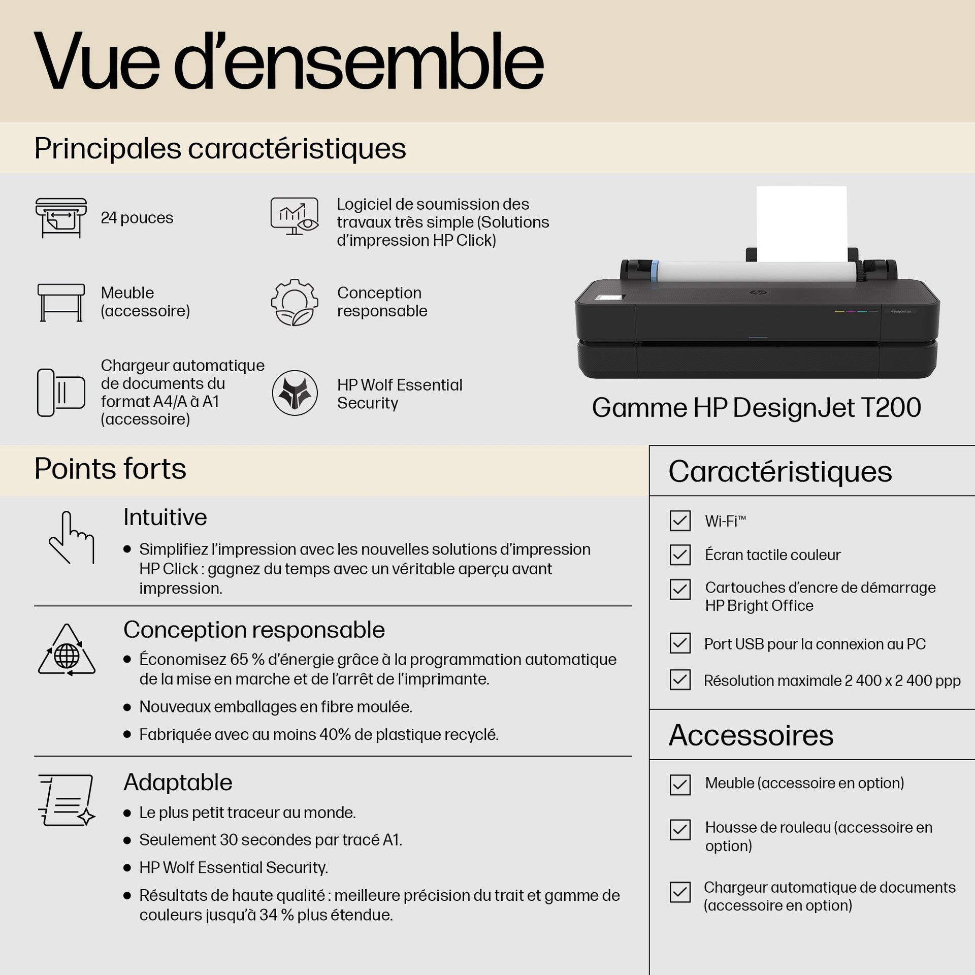 HP DesignJet T250 Traceur (5HB06A)