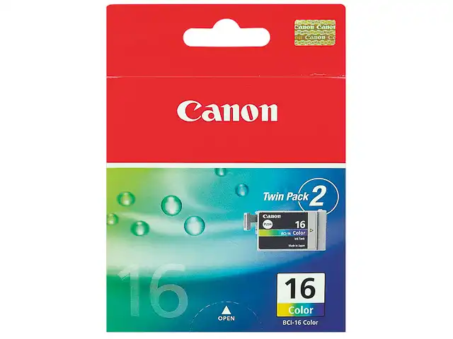 Canon 9818A002/BCI-16C Cartouche d'encre couleur twin pack, 2x100 Pages/5% 2.5ml UE2 pour Canon Pixma IP 90/Selphy DS 700