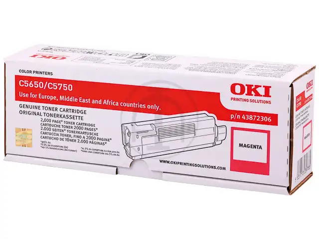 OKI 43872306 Toner magenta, 2.000 Feuilles/5% pour C 5650/5650 DN/N/5750/5750 DN/N