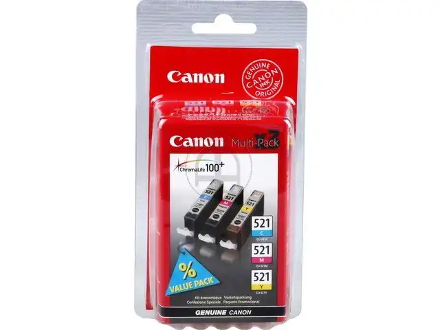 Canon 2934B010/CLI-521 Cartouche d'encre multi pack C,M,Y, 3x446 Pages ISO/IEC 24711 9ml UE3 pour Canon Pixma IP 3600/MP 980