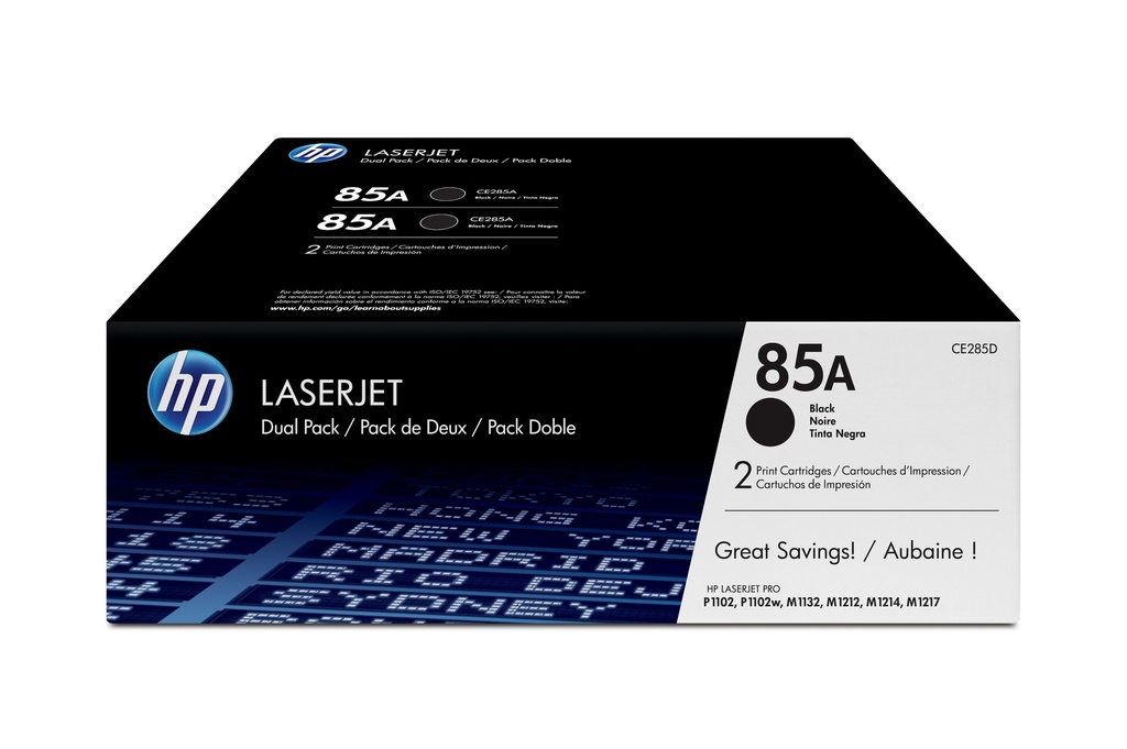 HP 85A 2-pack Black Original LaserJet Toner Cartridges toner cartridge