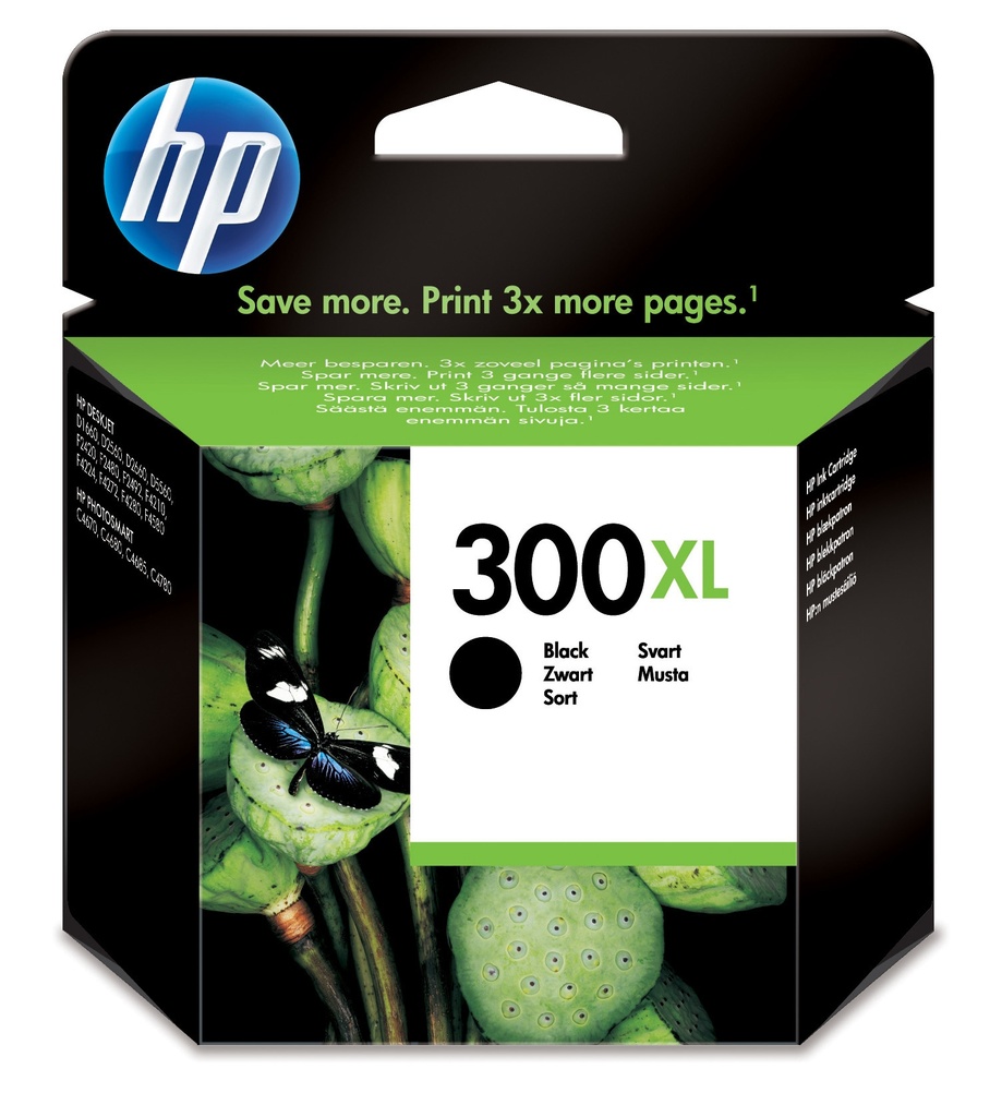 HP CC641EE/300XL Cartouche à tête d'impression noire haute capacité, 600 Pages ISO/IEC 24711 12ml pour HP DeskJet D 2500/Fax 640/OfficeJet J 4500