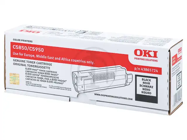 OKI 43865724 Toner noir, 8.000 Feuilles/5% pour OKI C 5850