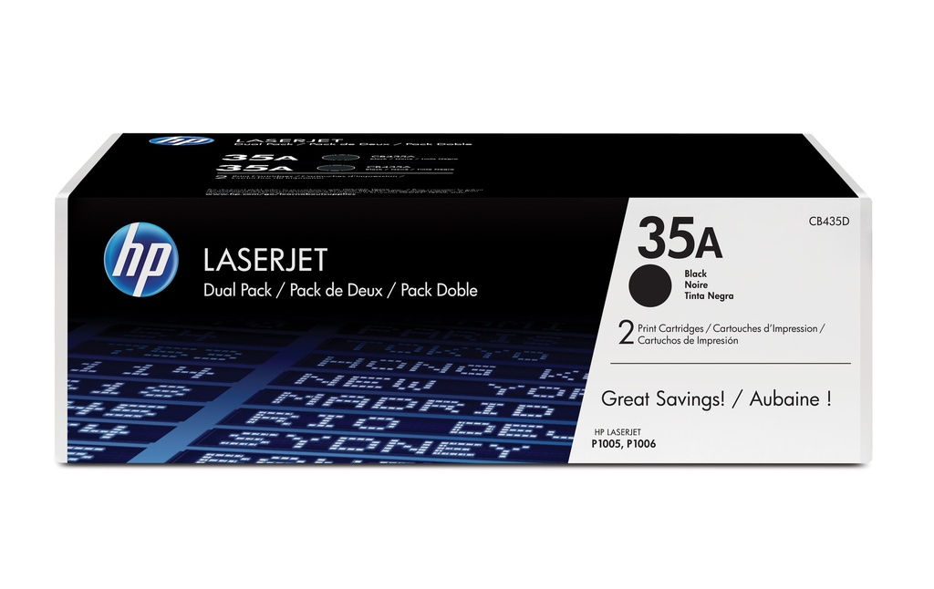 HP CB435AD/35A Cartouche toner noir twin pack, 2x1.500 Pages/5% UE2 pour Canon LBP-3018