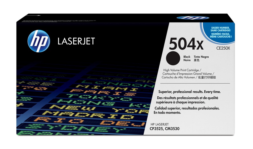 HP CE250X/504X Cartouche toner noir haute capacité, 10.500 Pages ISO/IEC 19798 pour HP CLJ CP 3525