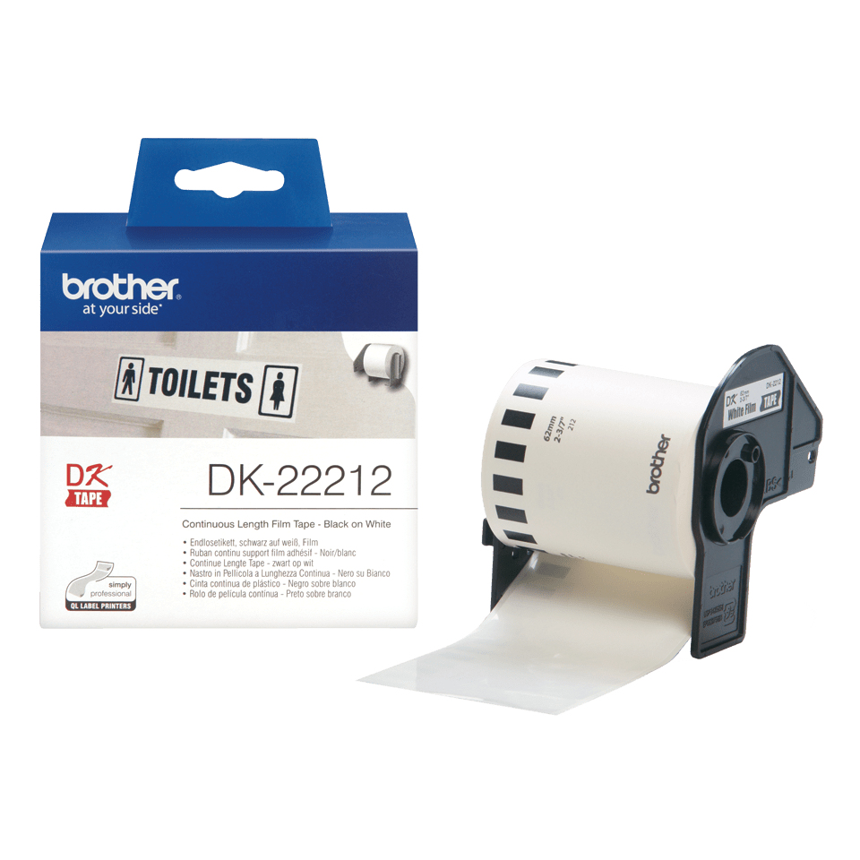 Brother DK-22212 DirectLabel Étiquettes blanc Pellicule 62mm x 15,24m pour Brother P-Touch QL/700/800/QL 12-102mm/QL 12-103.6mm