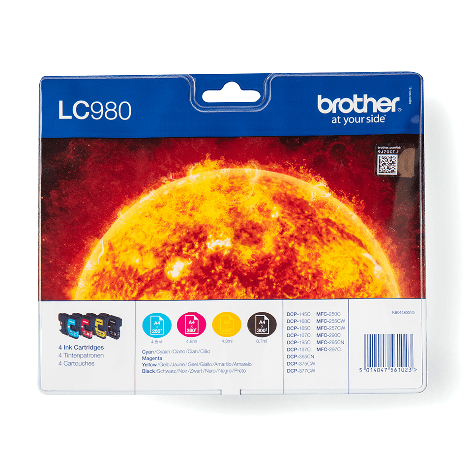 Brother LC-980VALBP Cartouche d'encre multi pack Bk,C,M,Y 360pg + 3x260pg UE4 pour Brother DCP 145 C