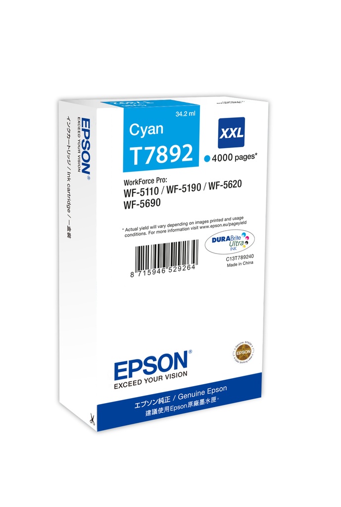 Epson Ink Cartridge XXL Cyan T7892 