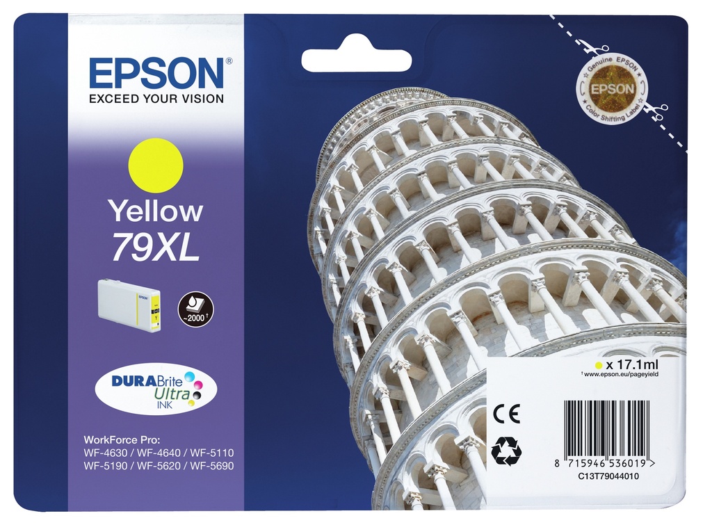 Epson C13T79044010/79XL Cartouche d'encre jaune haute capacité, 2.000 Pages 17.1ml pour Epson WF 4630/5110