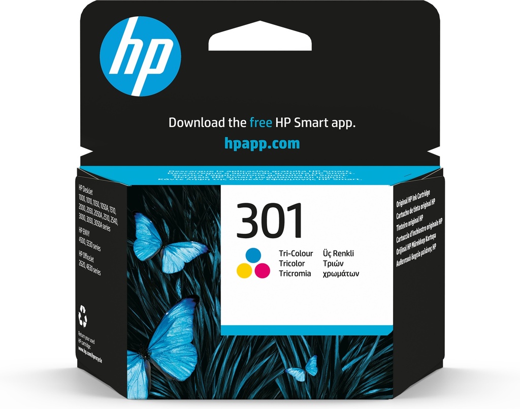 HP CH562EE/301 Cartouche à tête d'impression couleur, 150 Feuilles ISO/IEC 24711 3ml pour HP DeskJet 1000/1010/Envy 5530/OfficeJet 4630