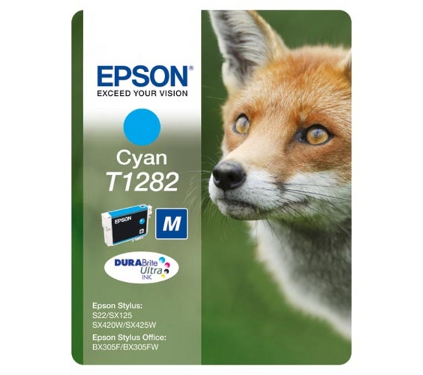 Epson C13T12824011/T1282 Cartouche d'encre cyan, 175 Feuilles 3,5ml pour Epson Stylus S 22/SX 235 W/SX 420/SX 430 W