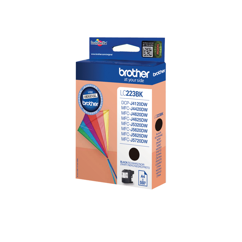 Brother LC-223BK Cartouche d'encre noire, 550 Pages ISO/IEC 24711 11.8ml pour Brother DCP-J 562/MFC-J 4420/MFC-J 5320
