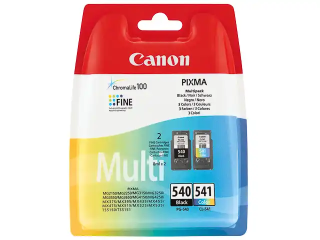 Canon 5225B006/PG-540+CL-541 Cartouche à tête d'impression multi pack noire + couleur 8ml 180pg+180pg UE2 pour Canon Pixma MG 2150/MX 370