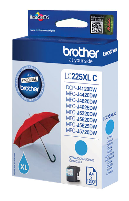 Brother LC-225XLC Cartouche d'encre cyan, 1.200 Pages ISO/IEC 24711 11.8ml pour Brother MFC-J 4420/5320