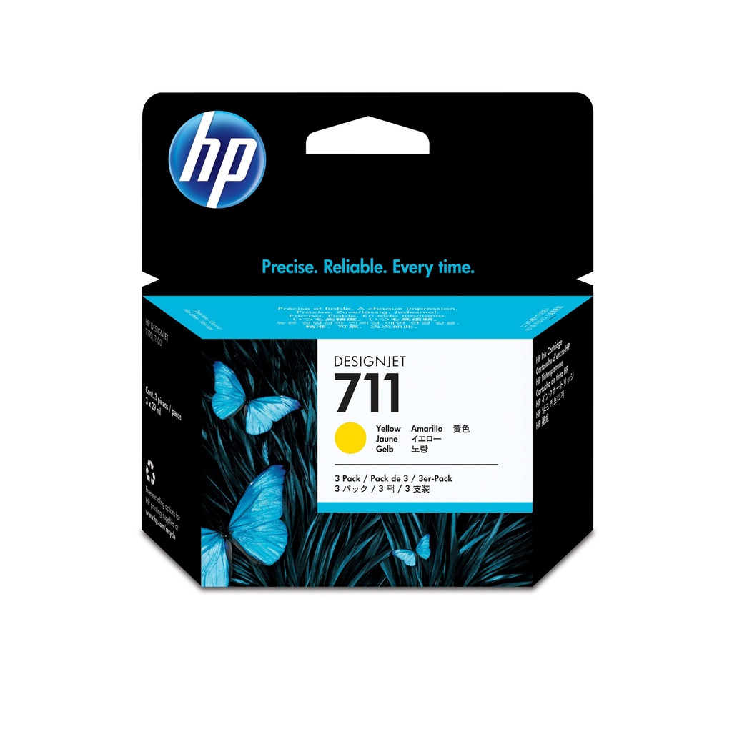 HP 711 3-pack 29-ml Yellow DesignJet Ink Cartridges ink cartridge
