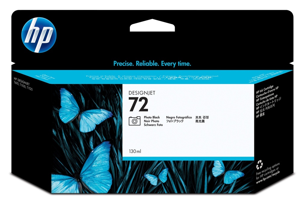 HP C9370A/72 Cartouche d'encre noire photo 130ml pour HP DesignJet T 1100/1200/1300/620