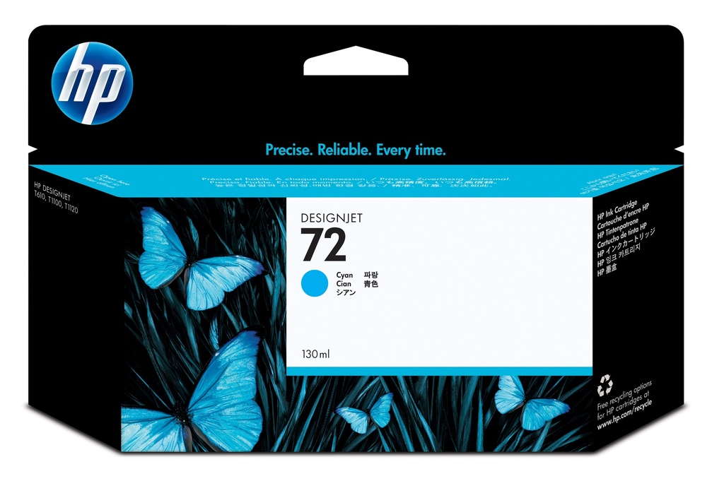 HP C9371A/72 Cartouche d'encre cyan 130ml pour HP DesignJet T 1100/1200/1300/620