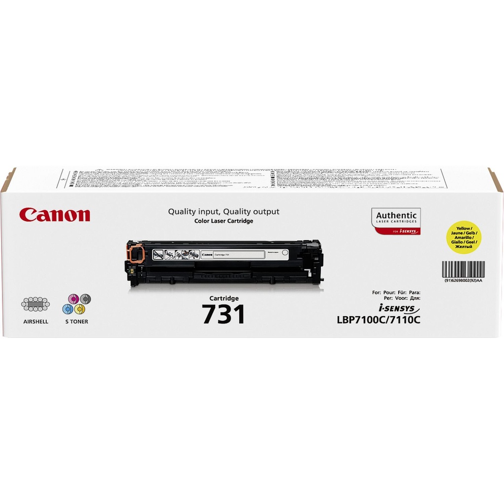 Canon 6269B002/731Y Cartouche toner jaune, 1.500 Pages ISO/IEC 19798 pour Canon LBP-7110/MF 620