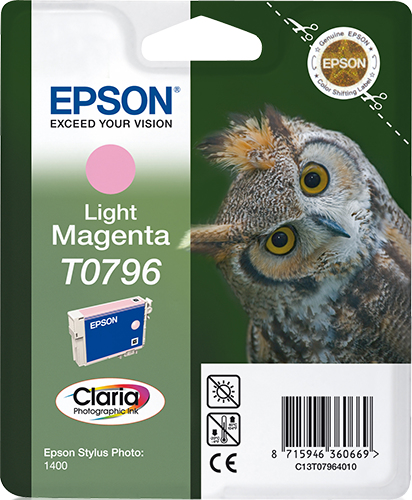 Epson C13T07964010/T0796 Cartouche d'encre magenta claire, 975 Pages ISO/IEC 24711 11ml pour Epson Stylus Photo P 50/PX 730/1400