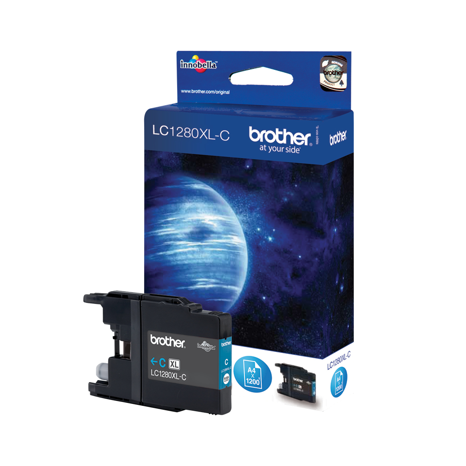 Brother LC-1280XLC Cartouche d'encre cyan haute capacité, 1.200 Pages ISO/IEC 24711 pour Brother MFC-J 6510