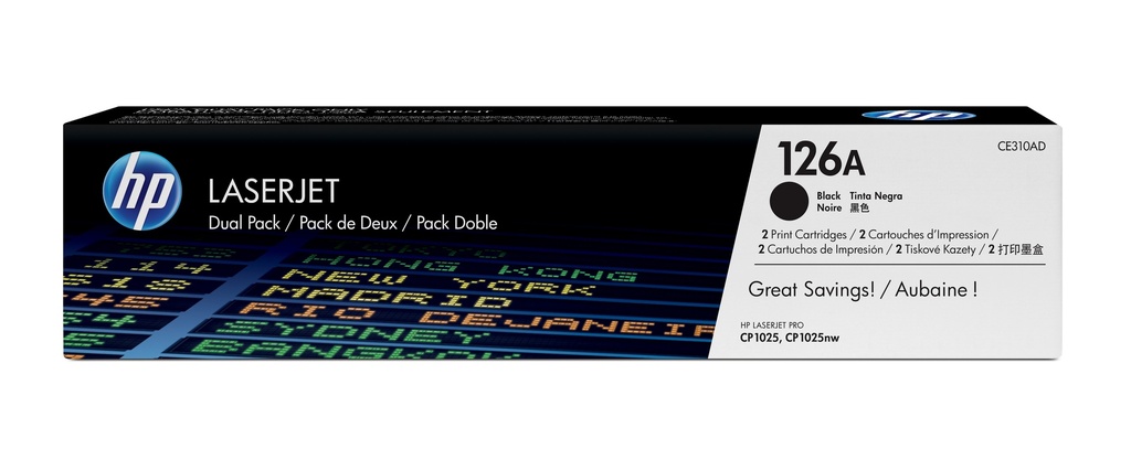 HP CE310AD/126A Toner noir twin pack, 2x1.200 Pages/5% UE2 pour HP LJ Pro CP 1025