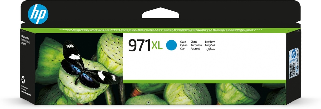 HP CN626AE/971XL Cartouche d'encre cyan haute capacité, 6.600 Pages ISO/IEC 24711 86.5ml pour HP OfficeJet Pro X