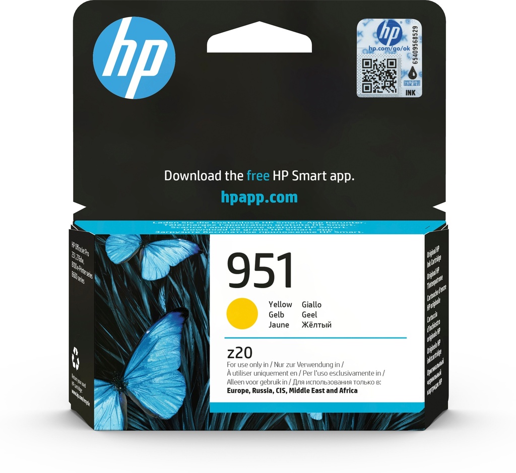 HP CN052AE/951 Cartouche d'encre jaune, 700 Pages ISO/IEC 24711 8ml pour HP OfficeJet Pro 8100/8610/8620