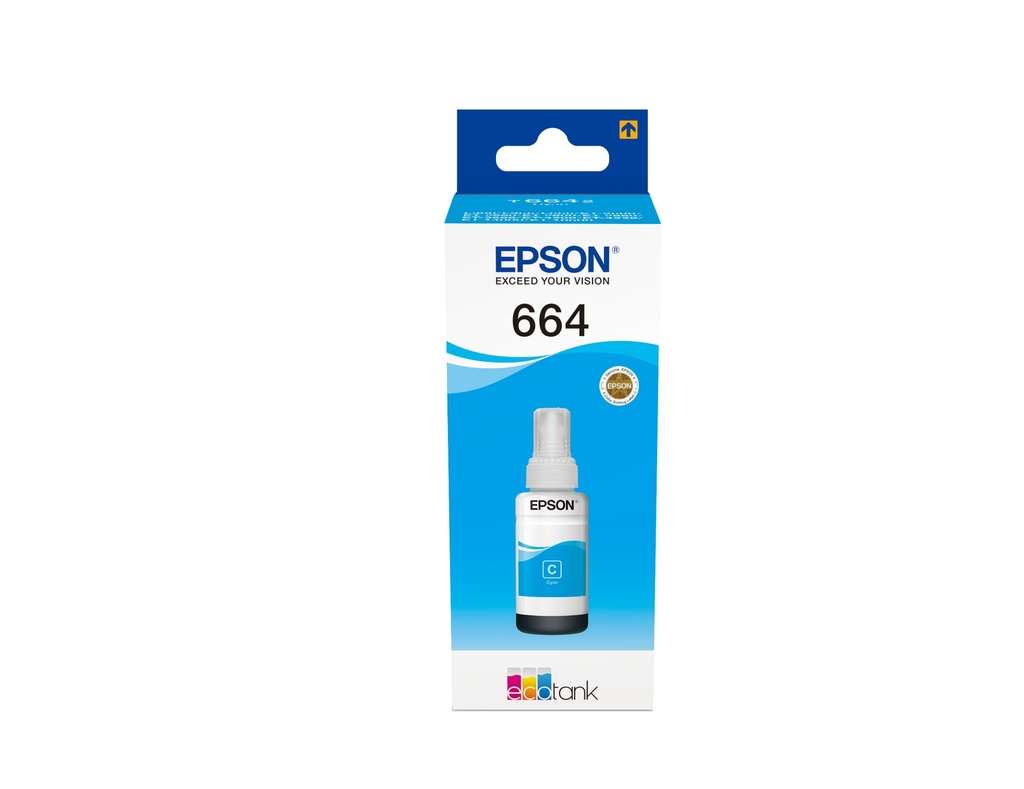 Epson C13T664240/664 Bouteille d'encre cyan, 6.500 Pages 70ml pour Epson L 300/655