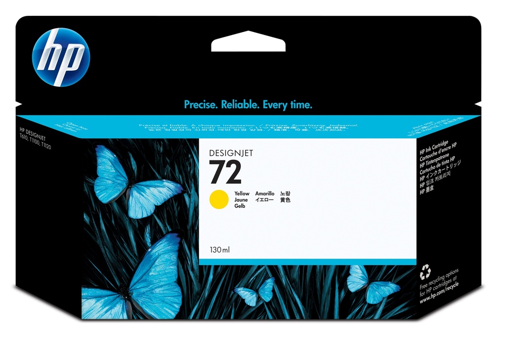 HP C9373A/72 Cartouche d'encre jaune 130ml pour HP DesignJet T 1100/1200/1300/620