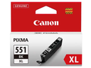 Canon 6443B001/CLI-551BKXL Cartouche d'encre noire haute capacité, 5.530 Pages ISO/IEC 24711 1130 Photos 11ml pour Canon Pixma IP 8700/IX 6850/MG 5450/MG 6350/MX 725