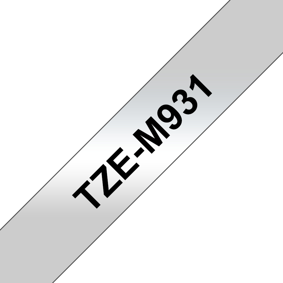 Brother TZE-M931 DirectLabel noire sur argenté mat 12mm x 8m pour Brother P-Touch TZ 3.5-18mm/6-12mm/6-18mm/6-24mm/6-36mm
