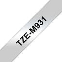 Brother TZE-M931 DirectLabel noire sur argenté mat 12mm x 8m pour Brother P-Touch TZ 3.5-18mm/6-12mm/6-18mm/6-24mm/6-36mm