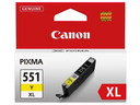 Canon 6446B001/CLI-551YXL Cartouche d'encre jaune haute capacité, 695 Pages 274 Photos 11ml pour Canon Pixma IP 8700/IX 6850/MG 5450/MG 6350/MX 725