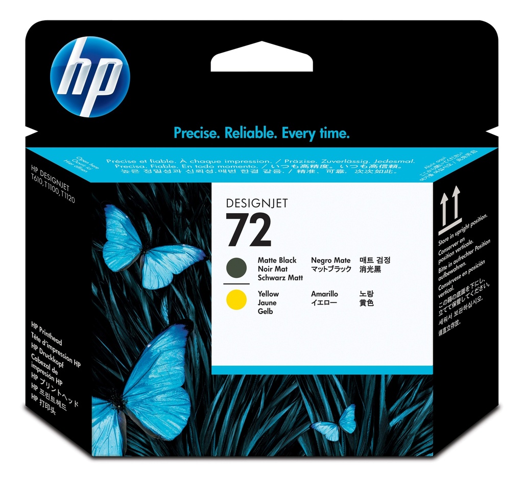 HP 72 Matte Black and Yellow DesignJet Printhead ink cartridge