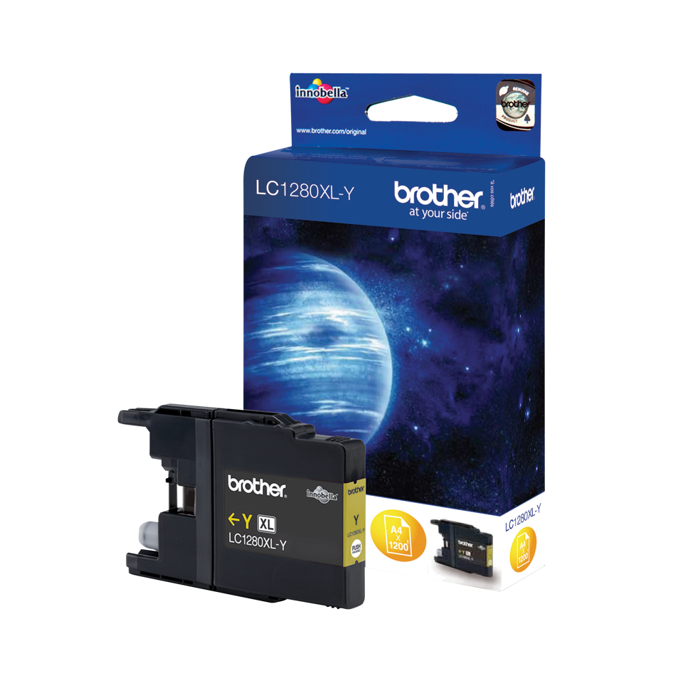 Brother LC-1280XLY Cartouche d'encre jaune haute capacité, 1.200 Pages ISO/IEC 24711 pour Brother MFC-J 6510