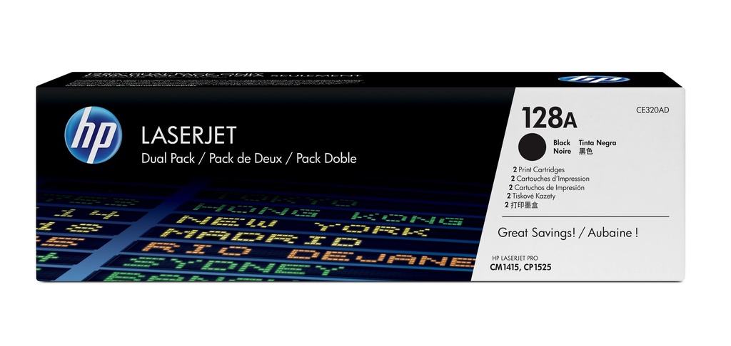 HP CE320AD/128A Toner noir twin pack, 2x2.000 Pages/5% UE2 pour HP LJ Pro CP 1525