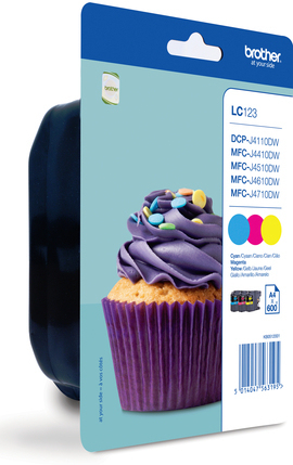 Brother LC-123RBWBP Cartouche d'encre multi pack C,M,Y, 3x600 Pages ISO/IEC 24711 UE3 pour Brother DCP-J 132/MFC-J 4510/MFC-J 6920