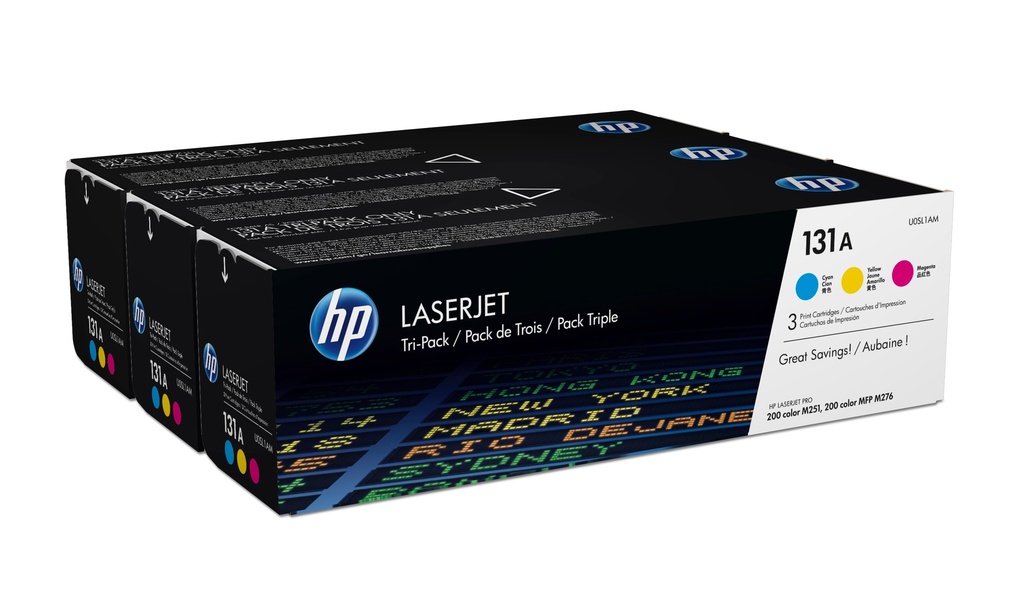 HP U0SL1AM/131A Cartouche toner Rainbow-Kit (c,m,y), 3x1.800 Pages ISO/IEC 19798 UE3 pour HP Pro 200