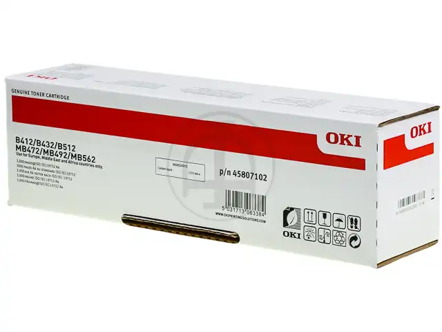 OKI 45807102 Kit toner, 3.000 Feuilles ISO/IEC 19752 pour B 412 DN/512 DN/MB 472 dnw/492 dn/562 dnw