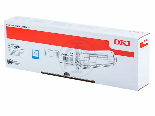 OKI 45862839 Kit toner cyan, 7.300 Feuilles pour MC 853 Series/870 Series/873 Series
